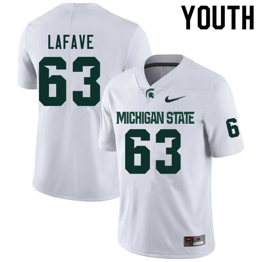 Youth #63 Jacob Lafave Michigan State Spartans College Football Jerseys Sale-White